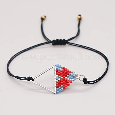 Motif losange métier à tisser miyuki bracelets de perles de rocaille pour les femmes BJEW-C011-36G-1