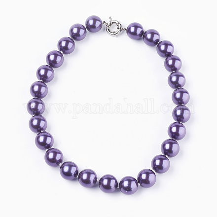 Shell Pearl Beaded Necklaces NJEW-I224-C01-1