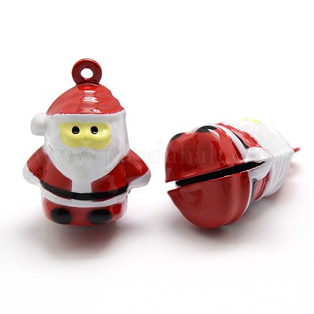 Likable Christmas Ornaments Santa Claus Brass Enamel Bell Pendants KKB-A002-U06-1
