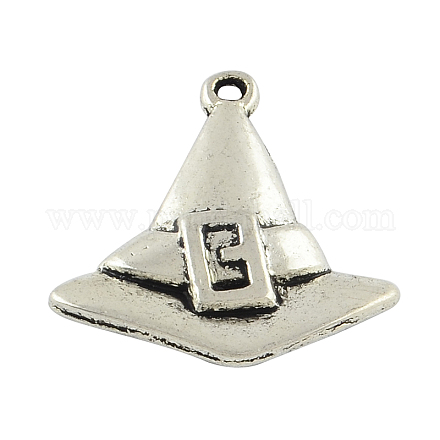 Witch Hat Tibetan Style Alloy Pendants TIBEP-Q050-04AS-RS-1