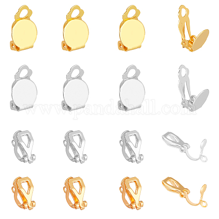 SUPERFINDINGS 160Pcs 4 Style Iron Clip-on Earring Findings IFIN-FH0001-62-1