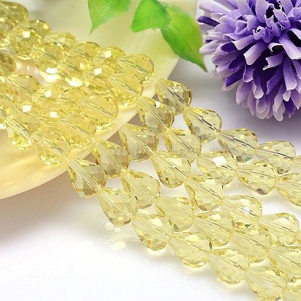 Faceted Drop Imitation Austrian Crystal Glass Bead Strands G-PH0010-09-10x8mm-1