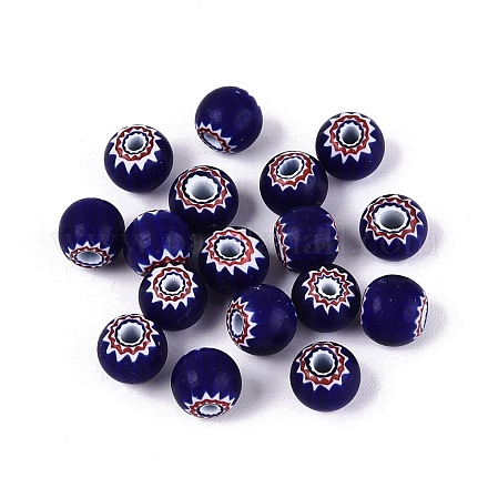 Handgemachte Millefiori Glas runde Perlen LS-LA-N002-08A-1