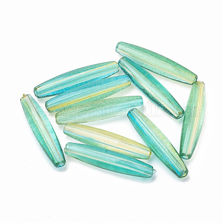 Two Tone Transparent Spray Painted Acrylic Beads X-ACRP-T005-37-1