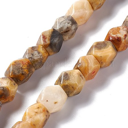 10, 12mm Electroplated Yellow Banded Agate Stone Faceted Beads-Grade A  Premium Quality