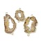 Dyed Natural Druzy Agate links, with Brass Edged, Golden, Dark Goldenrod, 36.5~79x21~44x6.5~9mm, Hole: 2.5mm
