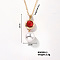 Brass Pave Rhinestone & Imitation Pearl Round Pendnat Shiny Women's Necklaces for Women, Golden, Red, 15.75 inch(40cm)