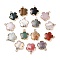 Natural & Synthetic Mixed Gemstone Pendants, Flower Charms with Brass Findings, Golden, 23~24x21x6mm, Hole: 1.8mm