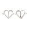 Brass Micro Pave Clear Cubic Zirconia Connector Charms, Heart Links, Platinum, 17.5x22x3mm, Hole: 1.4mm