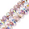 Electroplate Transparent Glass Beads Strands, Heart, Faceted, AB Color Plated, Half Plated, Plum, 15x13x8.5mm, Hole: 1mm, about 50pcs/strand, 23.62 inch(60cm)