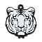 Alloy Pendants, with Enamel, Black And White Beast, Tiger, 26.5x22.5x1.5mm, Hole: 1.6mm