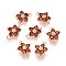 Brass Micro Cubic Zirconia Links, Nickel Free, Real 18K Gold Plated, Flower, Orange Red, 11.5x8.5x3.5mm, Hole: 1.2mm