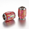 304 Stainless Steel Enamel Magnetic Clasps with Glue-in Ends, with Shell, Barrel, Crimson, 16x13~14mm, Hole: 6mm