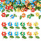 36Pcs 6 Style Glass Seed & Acrylic Connector Charms, with 304 Stainless Steel, Flower, Mixed Color, 19x13x4mm, Hole: 2mm