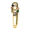 Alloy Colorful Rhinestone Safety Pin Brooch, Golden, 72.2x24mm