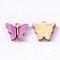 Alloy Acrylic Pendants, Butterfly, Light Gold, Orchid, 14x16.5x3mm, Hole: 1.6mm