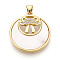 Brass Micro Pave Clear Cubic Zirconia Pendants, with Shell, Moon & Bowknot, Real 18K Gold Plated, 25.5x23x4mm, Hole: 5x3.5mm
