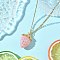 3Pcs Acrylic Rhinestone Pendant Necklaces, Strawberry, with 304 Stainless Steel Figaro Chain, Dark Salmon, 23.62 inch(60cm)