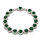 Rack Plating Brass Pave Cubic Zirconia Flat Round Links Bracelets for Women, Platinum, Green, 7-7/8 inch(20.1cm)