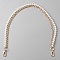Plastic Imitation Pearl Beaded Double Strand Bag Handles, with Iron Cable Chain & Swivel Clasp, Golden, 612~617x7mm