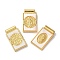 Rack Plating Religion Brass Pave Shell Rectangle Pendants, Virgin Mary/Coin Cross/Saint Benedict Medal Charms, Lead Free & Cadmium Free, Long-Lasting Plated, Real 18K Gold Plated, 24x14x4.5mm, Hole: 2mm