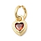 Brass Cubic Zirconia Charms, Heart Charms, Cadmium Free & Lead Free, Real 18K Gold Plated, Long-Lasting Plated, Coral, 7x5x2.5mm, Hole: 3mm