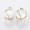 Cat Eye Charms, with Brass Finding, Round, Golden, White, 13.5x10mm, Hole: 1mm