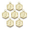 Alloy Pendants, Cadmium Free & Nickel Free & Lead Free, Hexagon with Letter, Real 18K Gold Plated, Letter.J, 17.5x13x2mm, Hole: 2mm