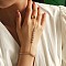 Alloy Rhinestone Link Bracelets, Ring Bracelets for Women, Flat Round, with Imitation Pearl, Golden, 6-1/4 inch(16cm)