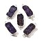 Natural Dyed Quartz Crystal Links Connector Charms, with Brass Findings, Rectangle, Silver Color Plated, Purple, 29.5~41x14.5~15.5x6.5~9.5mm, Hole: 2.5mm