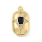 Brass Cubic Zirconia Locket Pendants, Photo Frame Charms, with Jump Ring, Real 18K Gold Plated, Dark Blue, Rectangle, 33x20x15mm, Hole: 4mm, Inner Diameter: 26x17mm