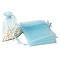 100Pcs Rectangle Organza DIY Craft Drawstring Bags, for Valentine Birthday Wedding Party Candy Wrapping, Light Blue, 15x10cm