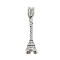 Rack Plating Brass European Dangle Charms, Eiffel Tower Large Hole Pendants, Lead Free & Cadmium Free, Antique Silver, 39mm, Hole: 4.5mm