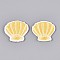 Shell Shape Appliques, Computerized Embroidery Cloth Iron on/Sew on Patches, Costume Accessories, Gold, 24~25x26~27x1.5~2mm