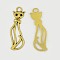 Tibetan Style Alloy Kitten Pendants, Hollow, Cat Shape, Antique Golden, Cadmium Free & Nickel Free & Lead Free, 34x12x2mm, Hole: 3mm
