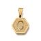 304 Stainless Steel Charms, Real 18K Gold Plated, Hexagon with Letter Charm, Letter C, 15x14x1.5mm, Hole: 3x5.5mm