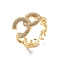 Brass Micro Pave Cubic Zirconia Open Cuff Rings, Golden, Inner Diameter: 20mm
