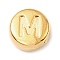 304 Stainless Steel Beads, Flat Round with Letter, Golden, Letter M, 7x3.5mm, Hole: 1.7mm