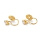 Brass Micro Pave Cubic Zirconia Clip-on Earrings Finding, Long-Lasting Plated, Golden, 13.5x11x7.50mm