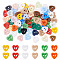 80Pcs 2-Hole Porcelain Buttons, Mixed Color, Heart, 11.5x12x2.5mm, Hole: 1.6mm, 80pcs/set