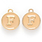 Golden Plated Alloy Enamel Charms, Cadmium Free & Lead Free, Enamelled Sequins, Flat Round with Letter, Wheat, Letter.F, 14x12x2mm, Hole: 1.5mm