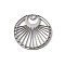 304 Stainless Steel Filigree Pendants, Round with Moon Charms, Stainless Steel Color, 20x1mm, Hole: 1.8mm