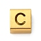 Ion Plating(IP) 304 Stainless Steel Square Slide Charms, Golden, Letter C, 9x8x4mm, Hole: 3.5x8.5mm