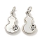 Brass Micro Pave Clear Cubic Zirconia Pendants, with Shell, Gourd, with Jump Ring, Platinum, 15x9x2mm, Hole: 3mm