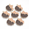 Alloy Enamel Pendants, Cadmium Free & Lead Free, Bear with Brown Cookie, Light Gold, Pink, 27x26x1.5mm, Hole: 2.5mm