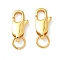 Brass Lobster Claw Clasps, Long-Lasting Plated, Lead Free & Cadmium Free, Rack Plating, with Jump Ring, Oval, Real 24K Gold Plated, 12x6x3mm