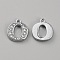 Alloy Rhinestone Charms, Number, Platinum, Num.0: 15x13x2.5mm, hole: 1.4mm