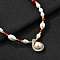 Brass Glass & Pearl Teardrop Pendant Necklaces, with Natural Carnelian Beads, Real 14K Gold Plated, 16.54 inch(42cm)