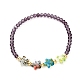 Bracelet extensible étoile et perles de verre à facettes pour femme adolescente BJEW-JB06932-4