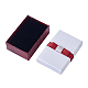Cajas de joyas de cartón rectangular rellenas de algodón kraft con bowknot X-CBOX-N006-03-4